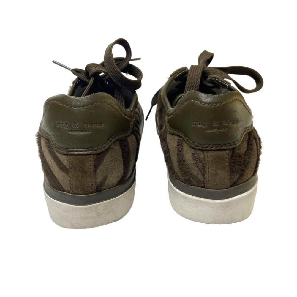 Rag & Bone Brown Calf Hair Army Zebra Print Lace Up Sneaker Shoes Size 37 - Picture 5 of 8